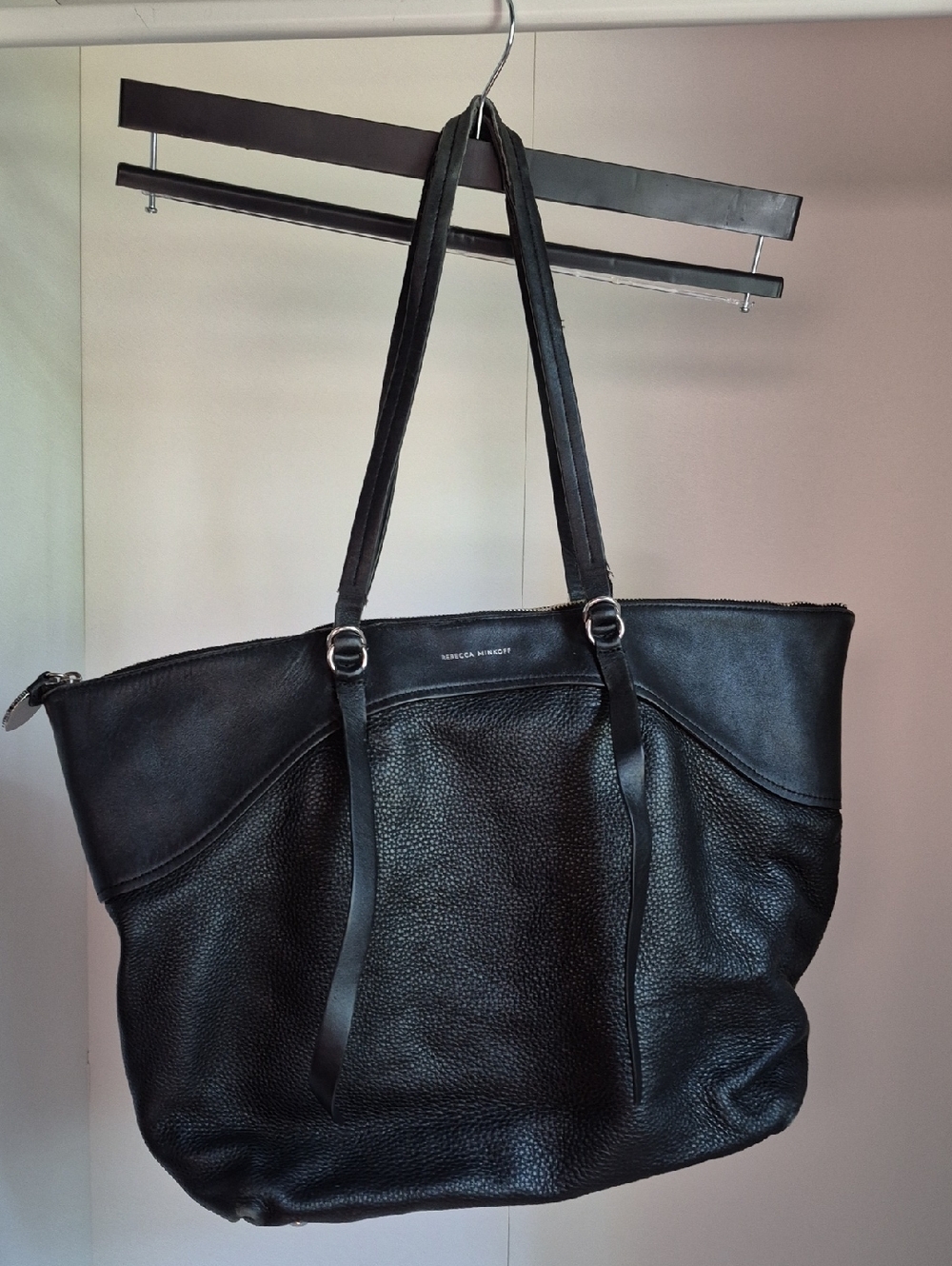 Rebecca Minkoff Black Pebbled Leather Large Tote
